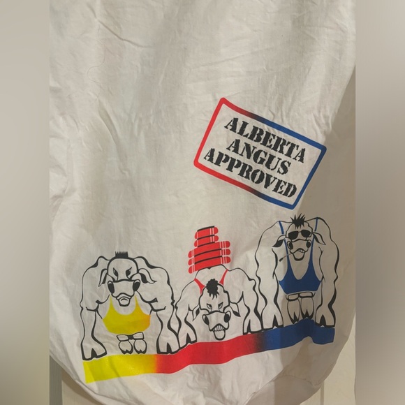 Vintage long sleeve white polo style shirt with colourful print size M - Picture 7 of 7